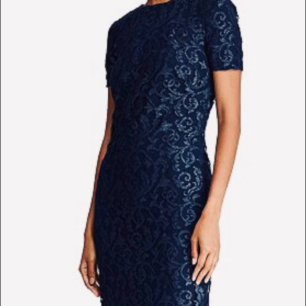 Ralph Lauren Scalloped Navy Blue Dress